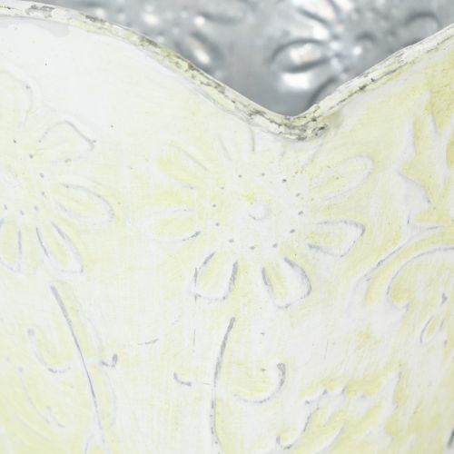 Artikel Kruka, dekorativ kaffefilterhållare, metallkopp för plantering, grön och vit blomsterdekoration, shabby chic, H11cm Ø11cm