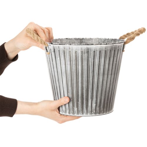 Artikel Blomkruka, dekorativ kruka med handtag, metallkruka för plantering Ø25,5 cm