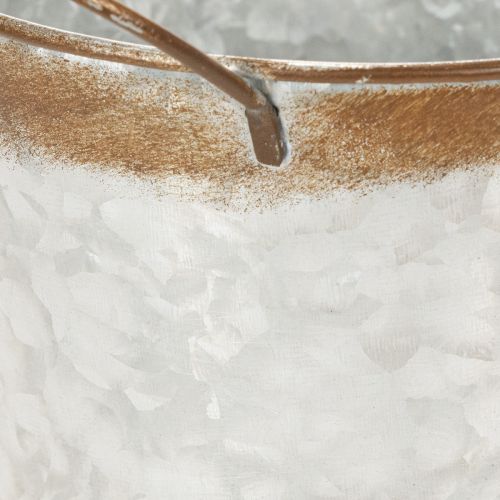 Artikel Metallplanter, blomskål, växtkruka med silverhandtag, väderbiten stålfinish, Ø18cm H20cm