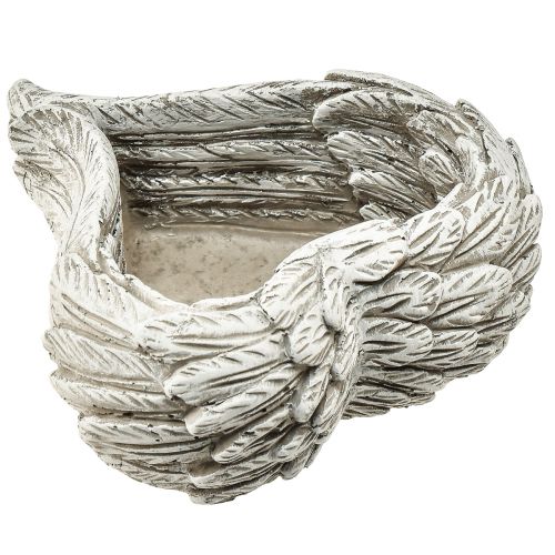 Plantera hjärtfjädrar gjutsten hjärta grå vit 13×12×6cm 2st | Floristik24.se