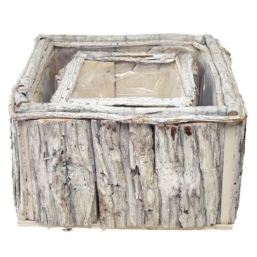 Artikel Växtlådsträ med bark naturvit 17/24cm set om 2 stycken
