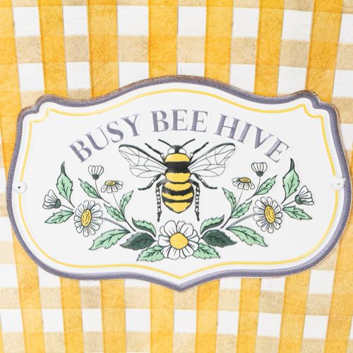 Artikel Oval kruka med bimotiv, rutmönster, sommardekoration, planteringslåda, 38×24×29 cm