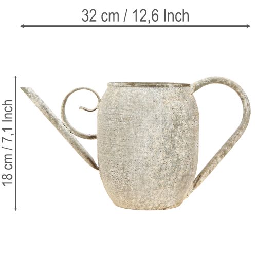 Vintage metallkruka/vattenkanna, antik trädgårdsdekoration, 32x10,5x18cm | Floristik24.se