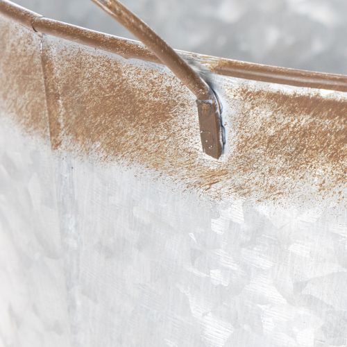 Artikel Kruka med handtag, dekorativ skål med rostfinish, silverfärgad metallbehållare Ø26cm H25,5cm