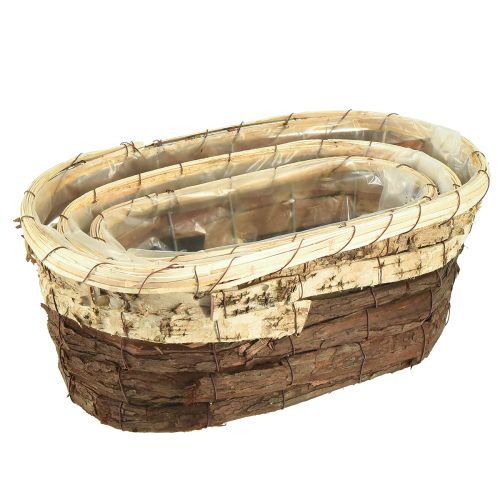 Artikel Växtbricka, naturligt trä, 3-färgad, L29,5/25/23cm, set om 3