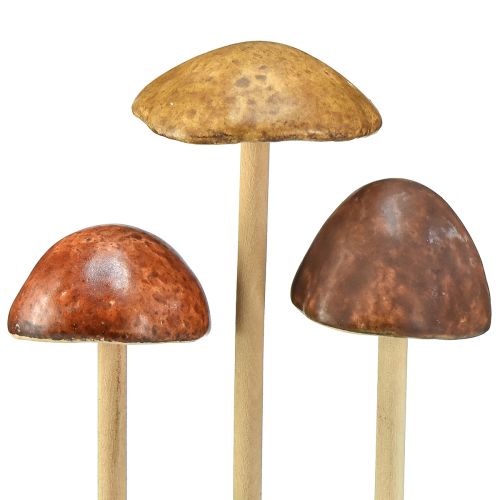 Artikel Dekorativa svampar på pinne, brun 5,5cm - höstlig trädgård och vardagsrumsdekoration - 6 st