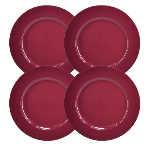 Artikel Mångsidiga mörkröda plasttallrikar – 28 cm, perfekta för dekoration och utomhusbruk – 4 st