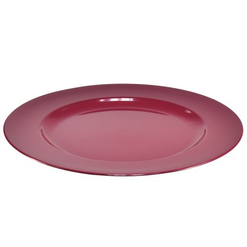 Artikel Mångsidiga mörkröda plasttallrikar – 28 cm, perfekta för dekoration och utomhusbruk – 4 st