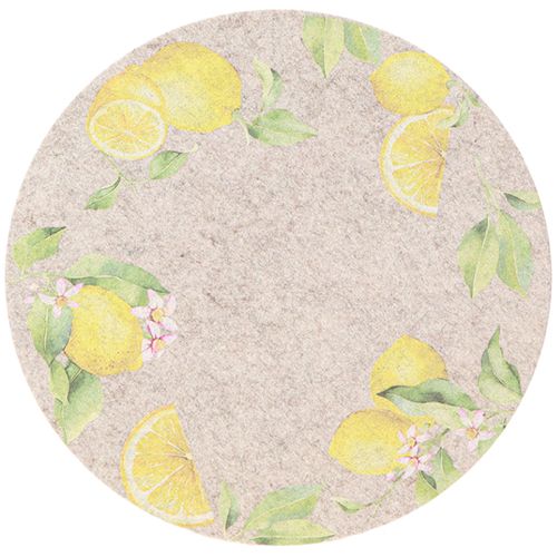 Floristik24 Bordstablett Rund Grå Filt Sommarcitron 31cm 2 St