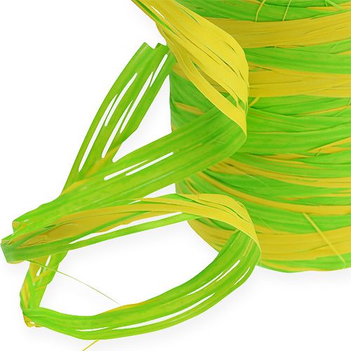Artikel Raffia band bicolor grön-gul 200m