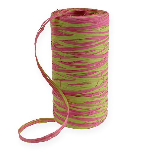 Floristik24 Raffia band bicolor äpple grön-rosa 200m