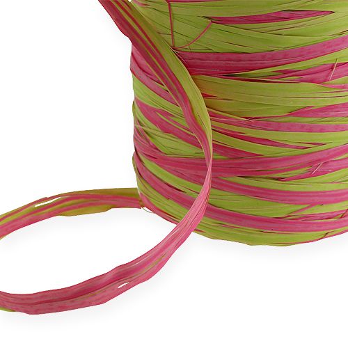 Floristik24 Raffia band bicolor äpple grön-rosa 200m