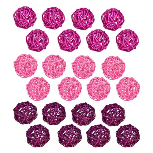 Artikel Rottingkulor ljusrosa rosa lila assorterad rotting Ø5cm 24 st