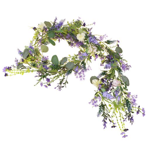Floristik24 Romantisk blomstergirlang i lila rosa vit L194cm 2st