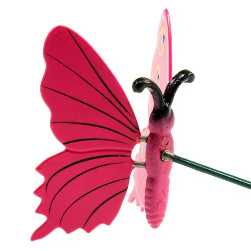 Floristik24 Fjäril på pinne 8cm Rosa