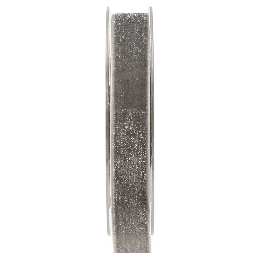 Artikel Sammetsband med glitter dekorationsband sammetsgrå silver 20mm 10m