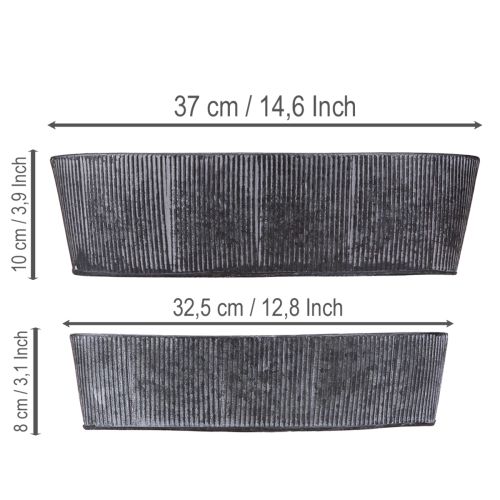 Artikel Oval metallskål, svart och grå, vintagestil, 32,5/37 cm, set om 2.