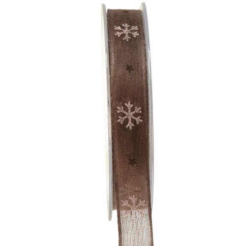Artikel Snöflinga dekorationsband med tråd brunrosa B15mm L15m
