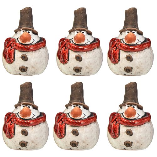 Artikel Keramisk snögubbefigur, vit, 6,9cm – vinterjuldekoration – 6 st