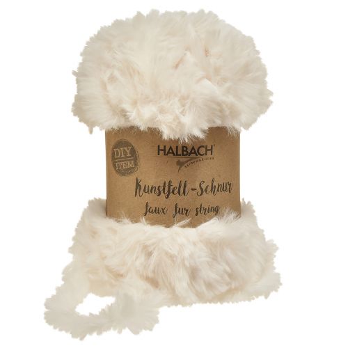 Floristik24 Sladd av fuskpäls vit - fluffig dekorationssnöre vit 50g 30m