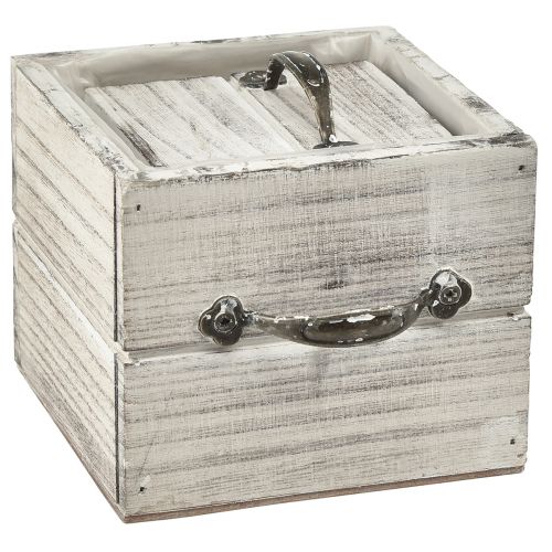 Artikel Trälådset med handtag, torkad vit, 12x12cm &amp; 9x9cm - Rustik förvaring - Set med 2
