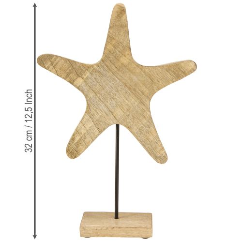 Artikel Dekorativ sjöstjärna på basträ naturblå Ø22cm H32cm
