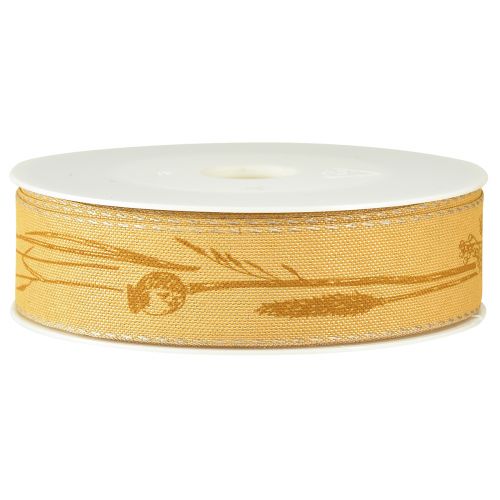 Artikel Sidenband höst med gräs dekorband gul 25mm 18m