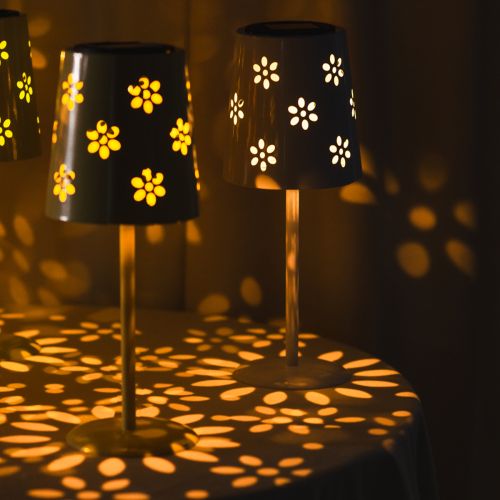 Artikel Solcellsdriven LED-bordslampa med blommönster, stämningsfull utomhusbelysning, 28 cm
