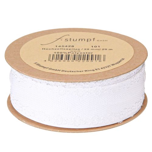 Artikel Spetsband bröllopsband dekorativt band spets vit 28mm 20m