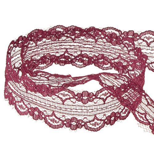 Artikel Spetsband med blommor dekorativt band Bordeaux B25mm L25m
