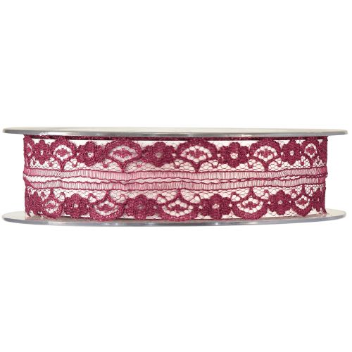 Artikel Spetsband med blommor dekorativt band Bordeaux B25mm L25m