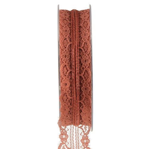 Artikel Spetsband orange dekorationsband med blommor B25mm L20m