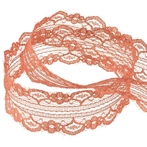 Artikel Spetsband orange dekorationsband med blommor B25mm L20m