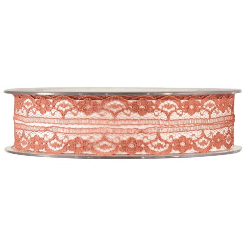 Artikel Spetsband orange dekorationsband med blommor B25mm L20m