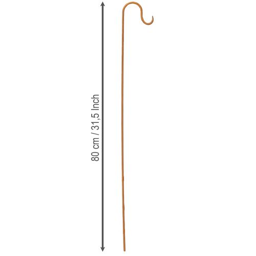 Artikel Stång med krok, rostfärgad dekorativ trädgårdsmetalldekoration, 80 cm hög, 3 stycken
