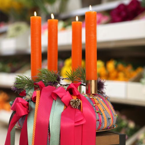 Artikel Koniska ljus färgade orange 34mm x 300mm 4 st