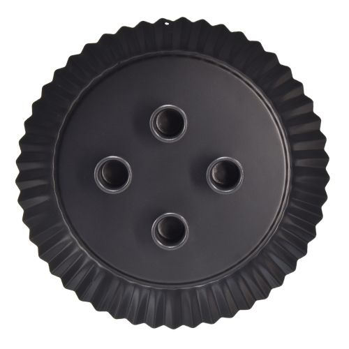 Artikel Design ljusstake i tårtform i metall - svart, Ø 24 cm - elegant bordsdekoration för 4 ljus - 2 st