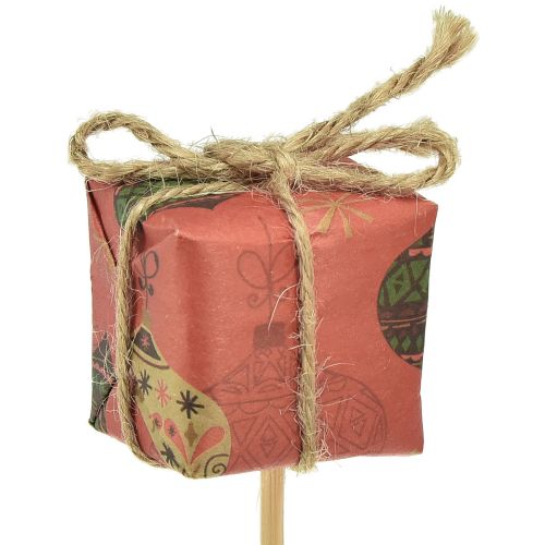 Artikel Blomplugg present röd grön beige naturell 3,5cm 12 st
