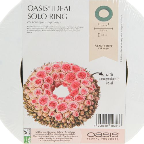 Artikel OASIS® Blommig Skumkransring Grön H3cm Ø25cm 6 st