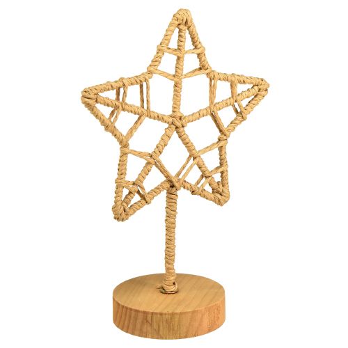 Floristik24 Stjärndekoration metall trä stativ naturfiber Ø15cm 2st