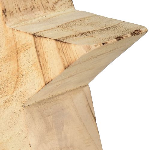 Artikel Rustik dekorativ stjärna av paulownia-trä - naturlig design, Ø 15 cm, 6 cm tjock - mångsidig trädekoration - 2 stycken