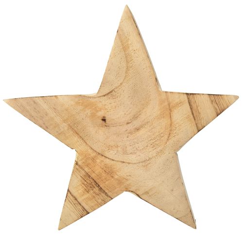 Artikel Rustik dekorativ stjärna av paulownia-trä - naturlig design, Ø 15 cm, 6 cm tjock - mångsidig trädekoration - 2 stycken