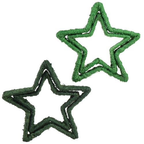 Artikel Stjärna att stå Juldekoration jutegrön 13/18cm 4st