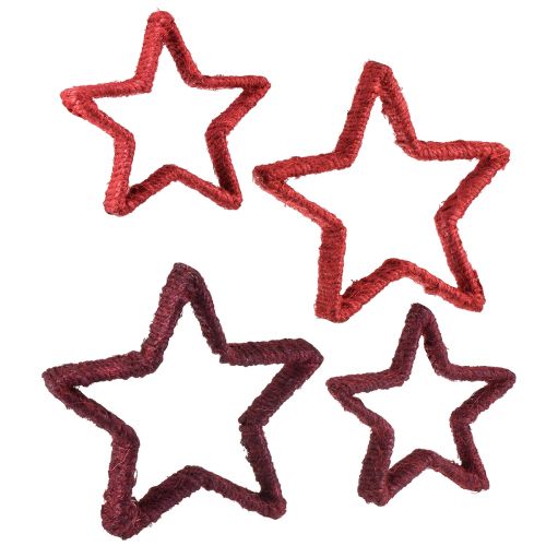 Stjärna att stå Juldekoration juteröd 13/18cm 4st