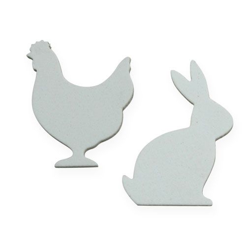 Floristik24 Scatter dekoration påsk kyckling, kaninvit 4cm 96p