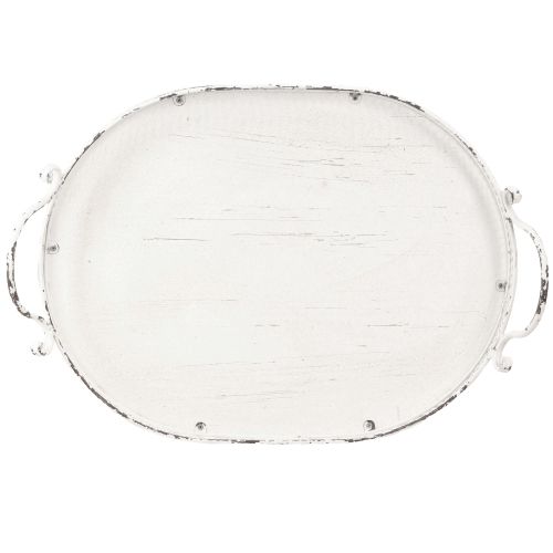 Artikel Shabby Chic oval bricka med handtag vit 36/45cm set om 2 delar