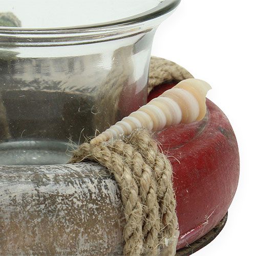 Floristik24 Tealight håll livboj vit, röd Ø8,5cm