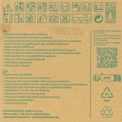 Artikel Pure Nature Lights värmeljus, 10 timmars brinntid, rapsvaxljus, 8 stycken