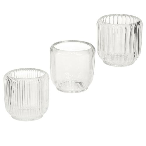 Artikel Värmeljusstake ljusstake glas klar Ø8cm H8cm 6 st