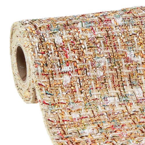 Floristik24 Bordslöpare beige färgglad glitter vintage retro B19cm L1,5m